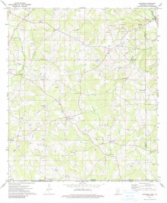 Classic USGS Progress Mississippi 7.5'x7.5' Topo Map Image