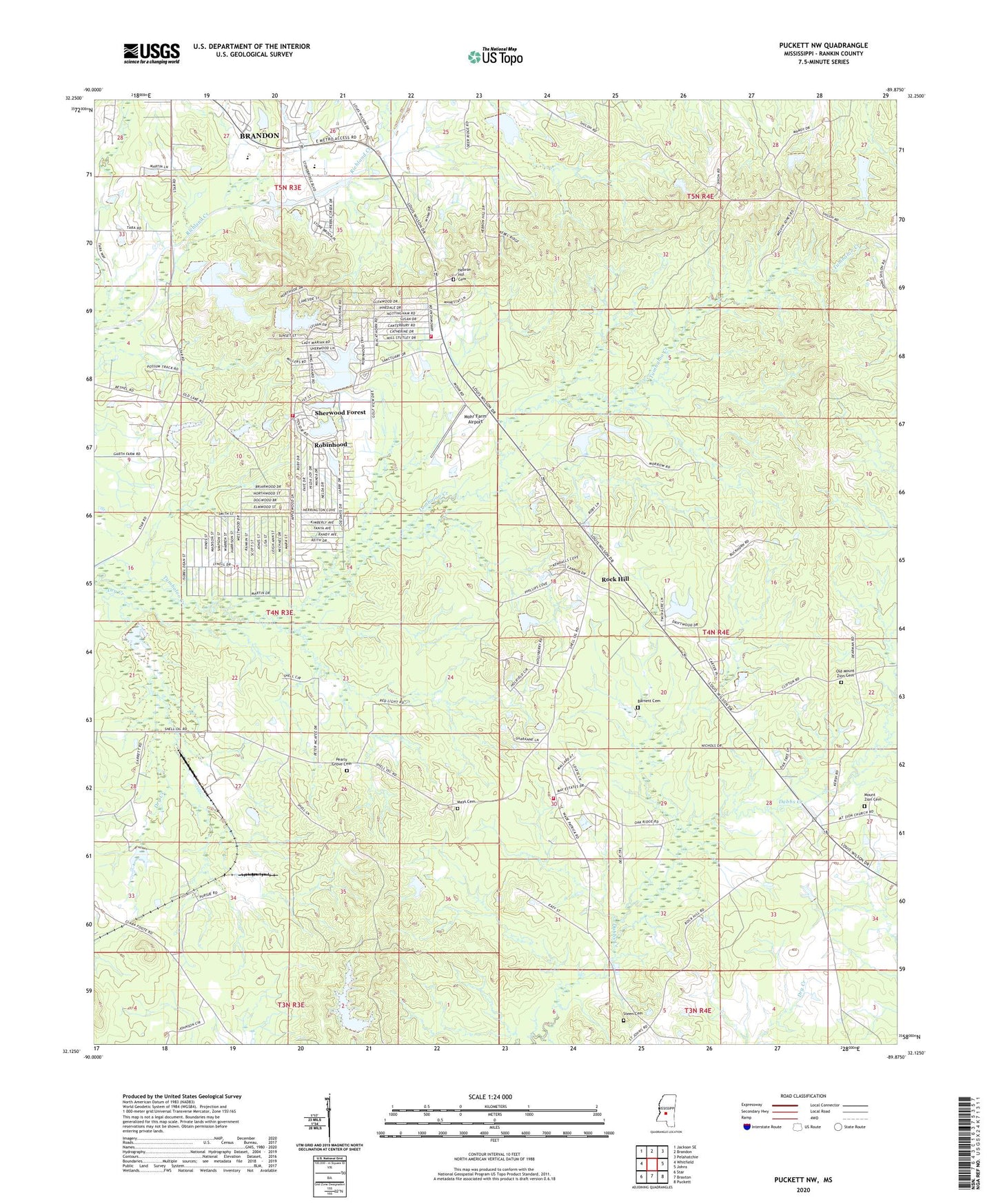 Puckett NW Mississippi US Topo Map Image