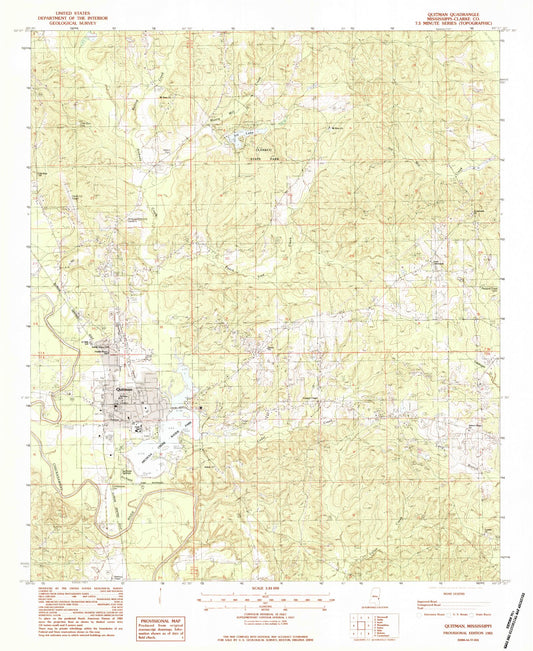 Classic USGS Quitman Mississippi 7.5'x7.5' Topo Map Image