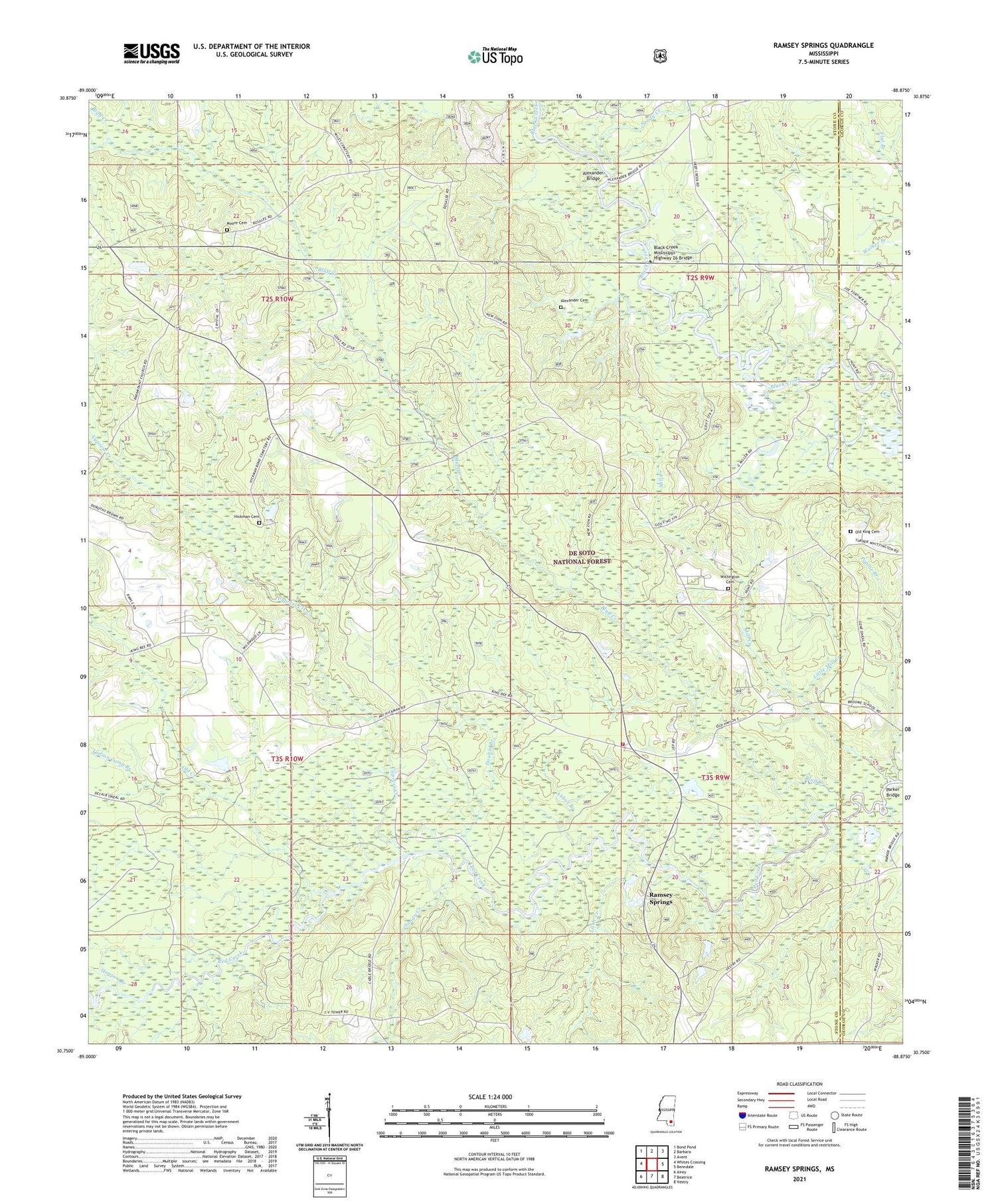Ramsey Springs Mississippi US Topo Map Image