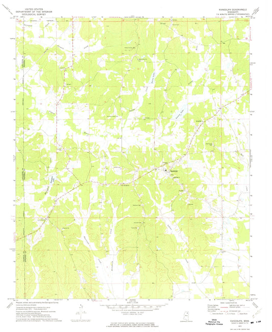 Classic USGS Randolph Mississippi 7.5'x7.5' Topo Map Image