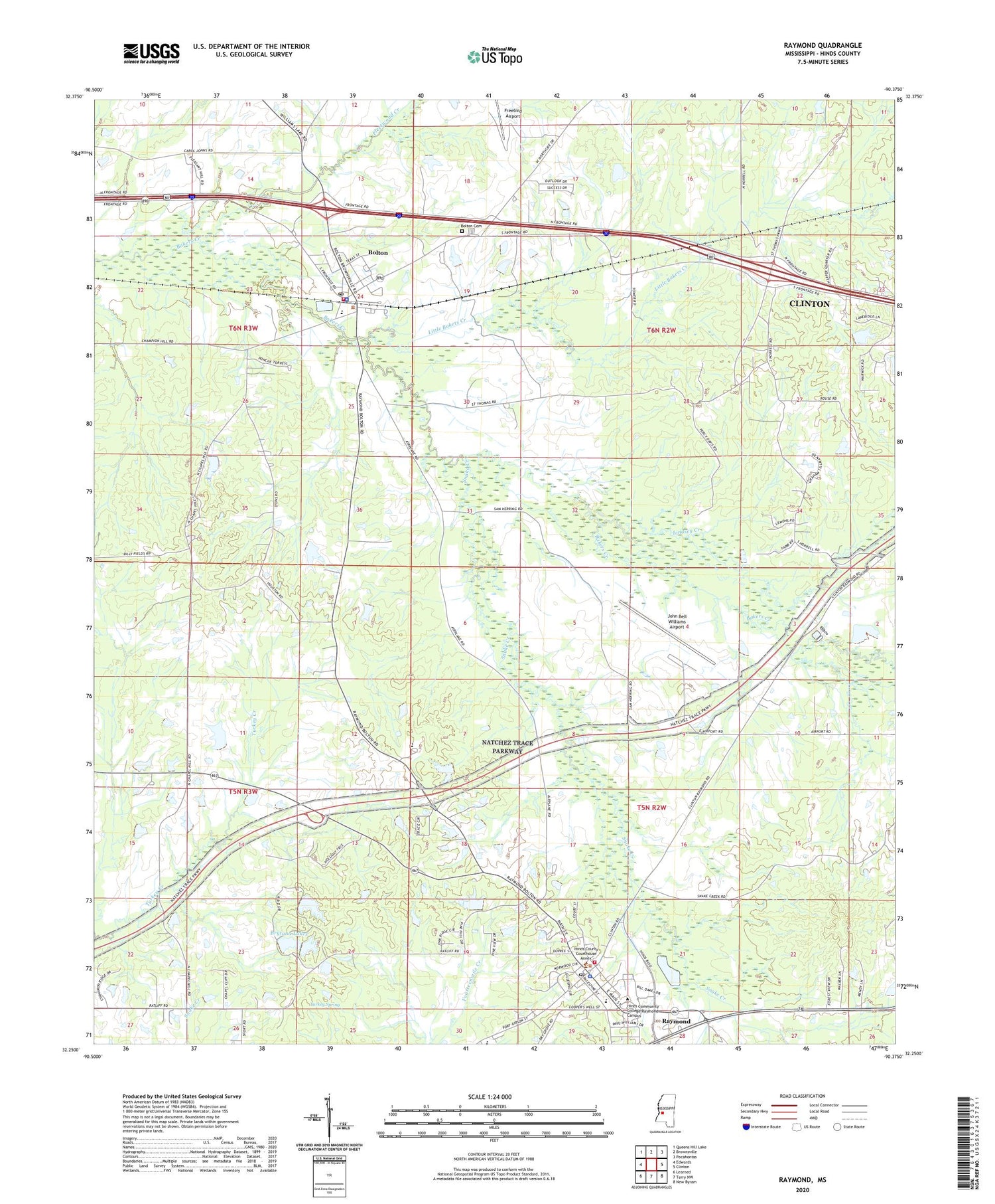 Raymond Mississippi US Topo Map Image