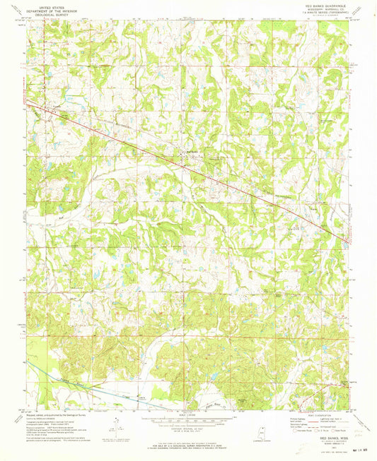 Classic USGS Red Banks Mississippi 7.5'x7.5' Topo Map Image