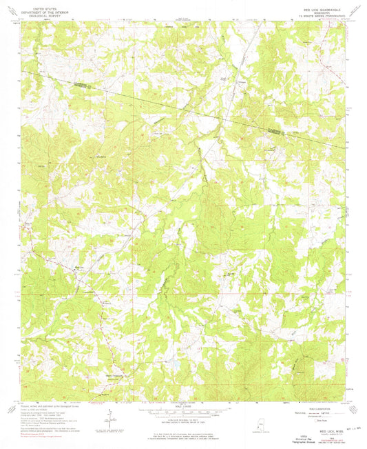 Classic USGS Red Lick Mississippi 7.5'x7.5' Topo Map Image