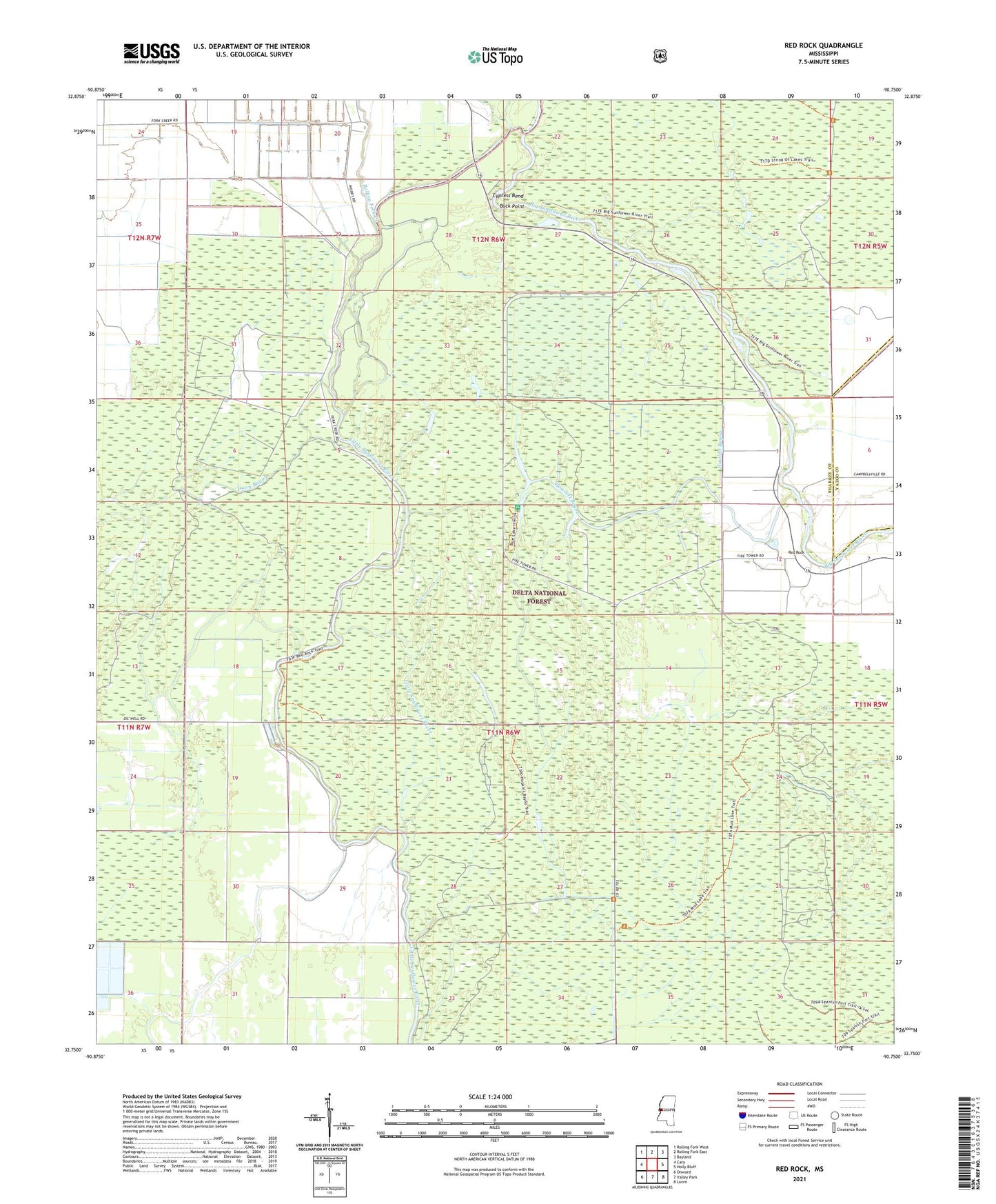 Red Rock Mississippi US Topo Map Image