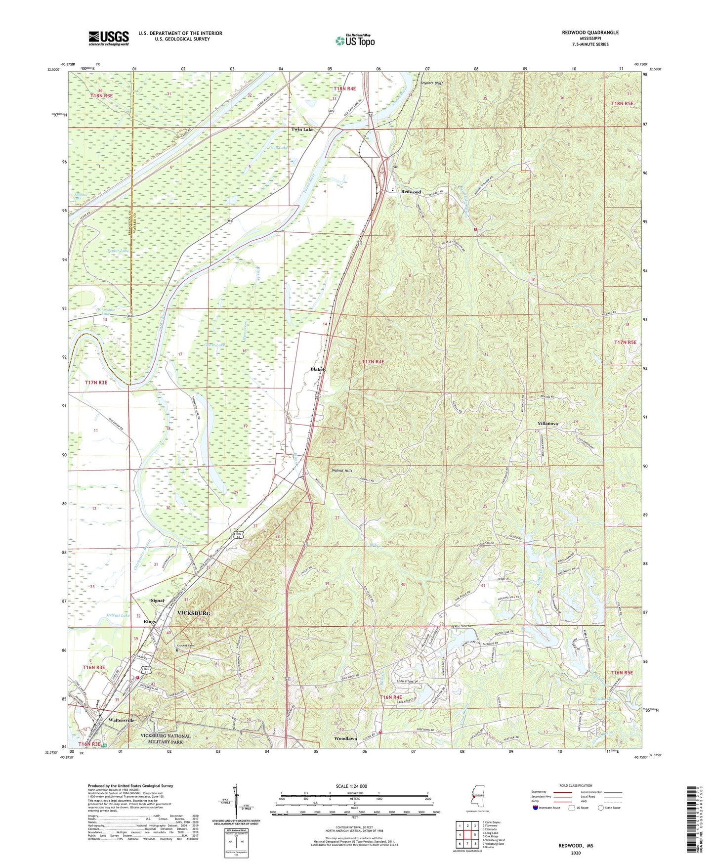 Redwood Mississippi US Topo Map Image