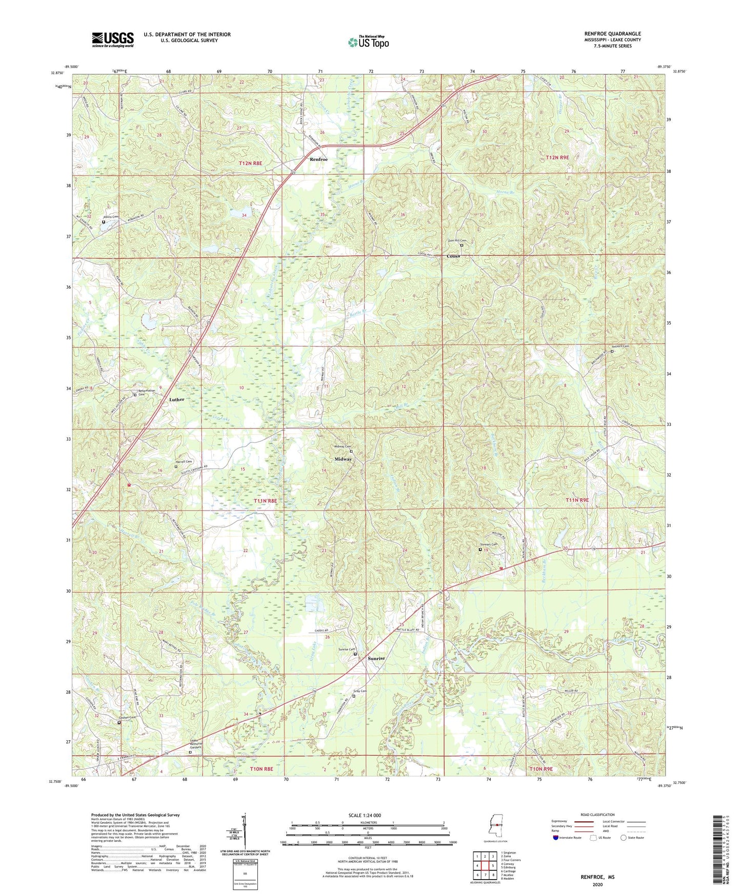 Renfroe Mississippi US Topo Map Image
