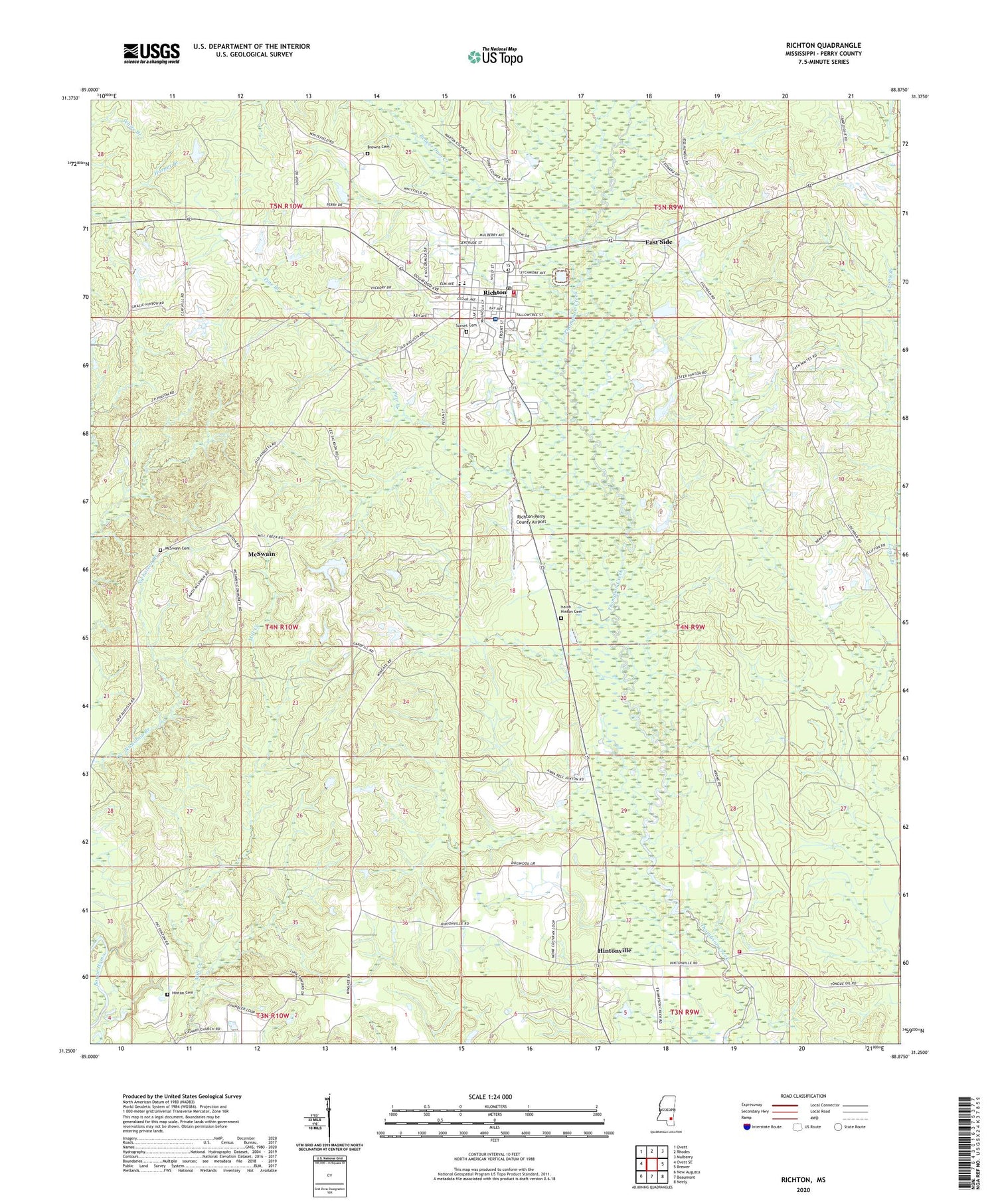 Richton Mississippi US Topo Map Image