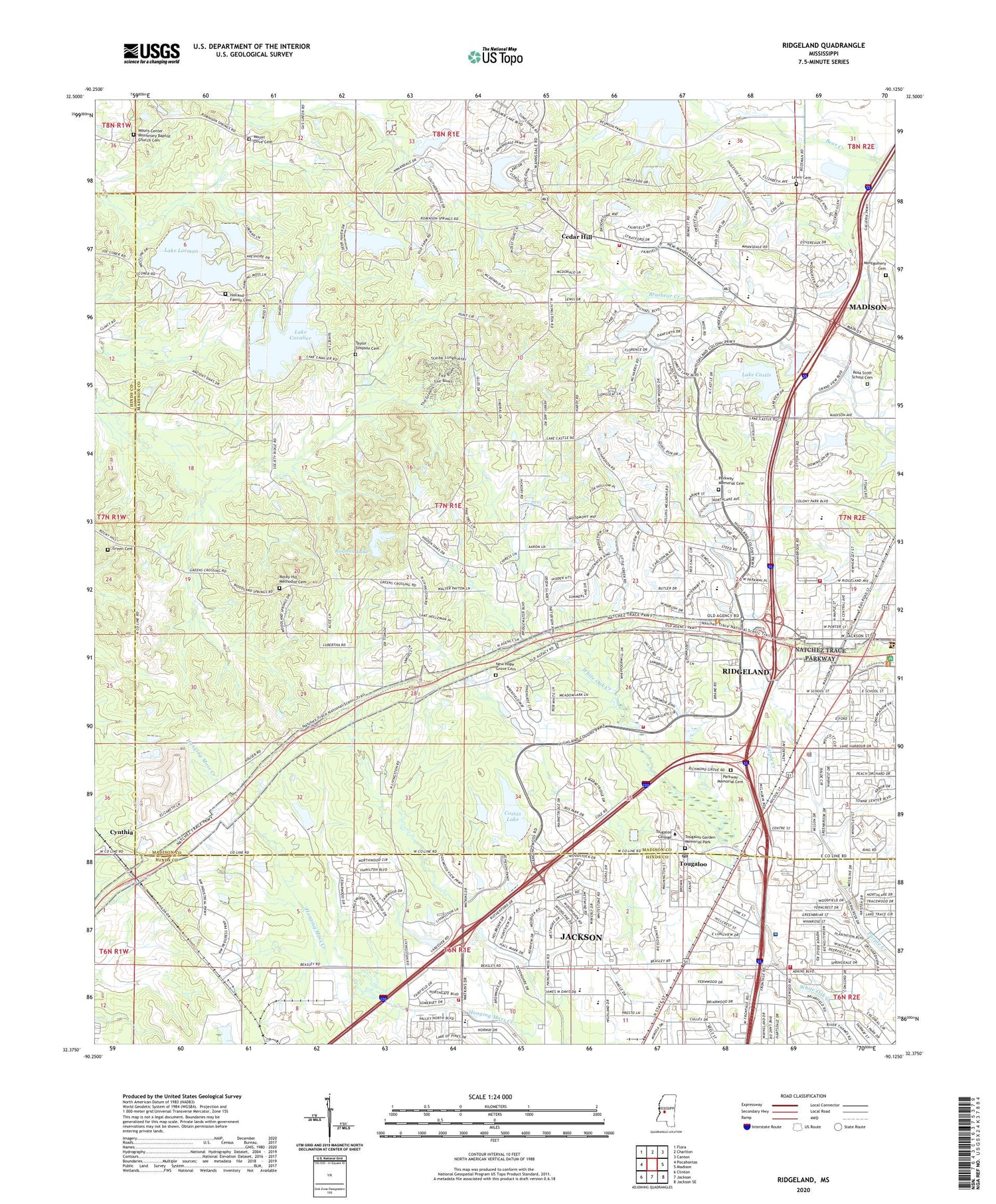 Ridgeland Mississippi US Topo Map Image