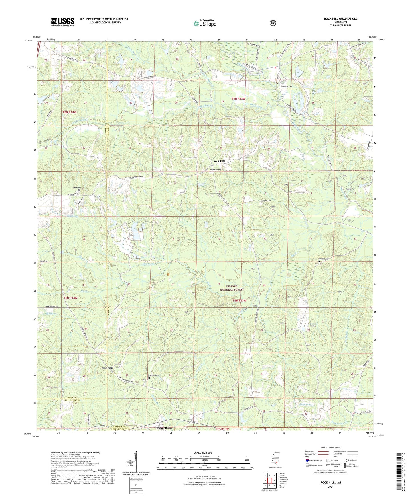 Rock Hill Mississippi US Topo Map Image