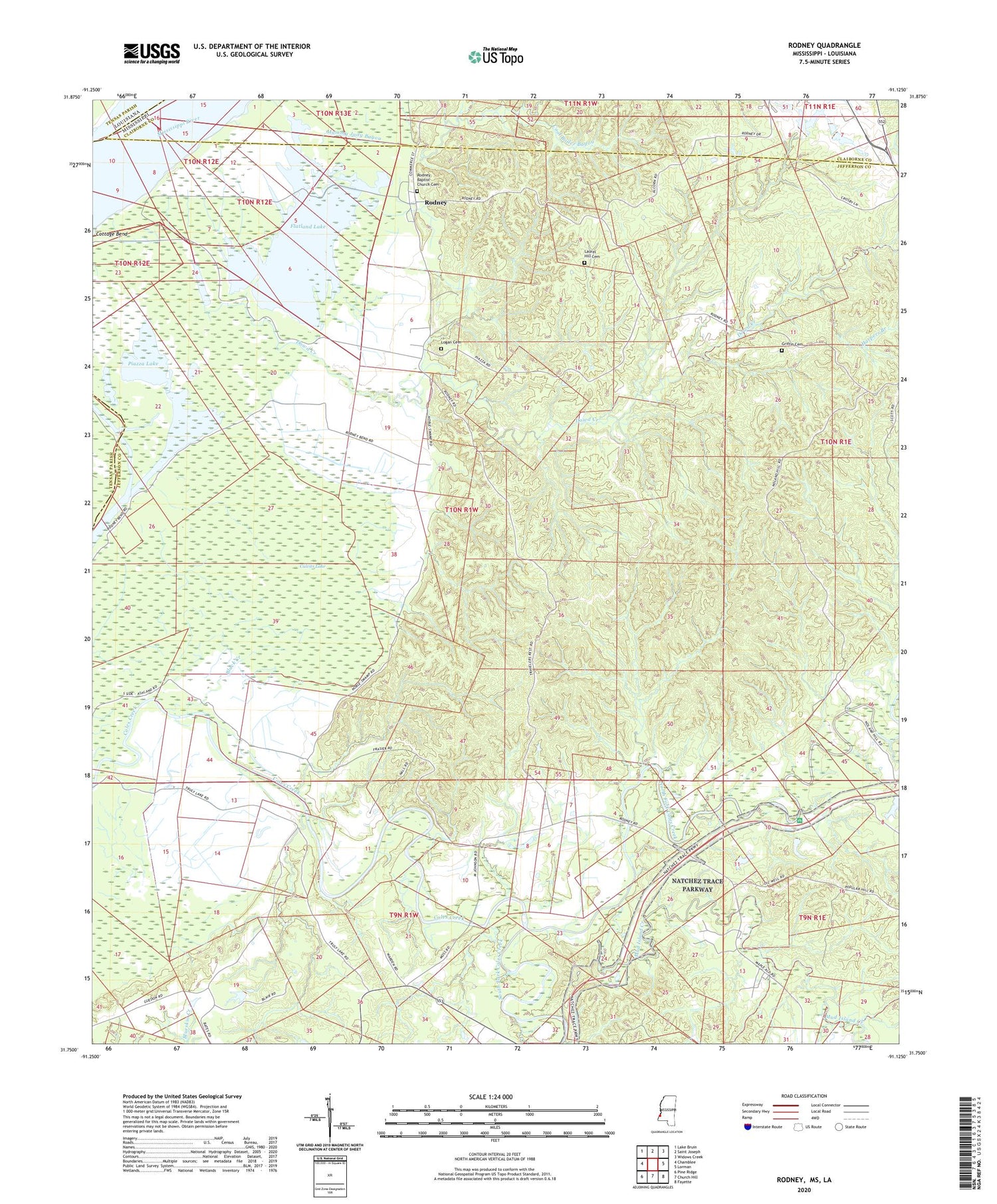 Rodney Mississippi US Topo Map Image
