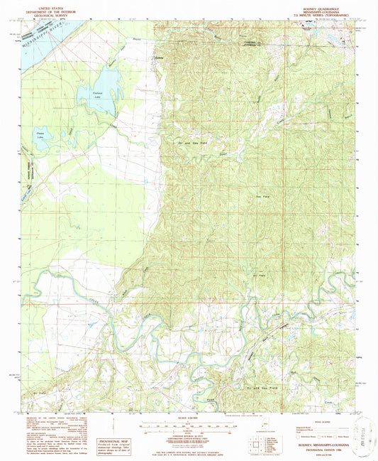 Classic USGS Rodney Mississippi 7.5'x7.5' Topo Map Image