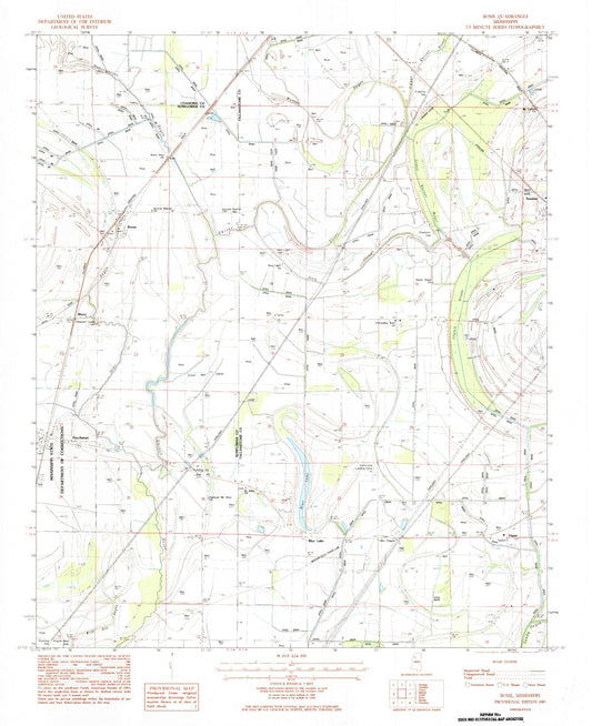Classic USGS Rome Mississippi 7.5'x7.5' Topo Map Image