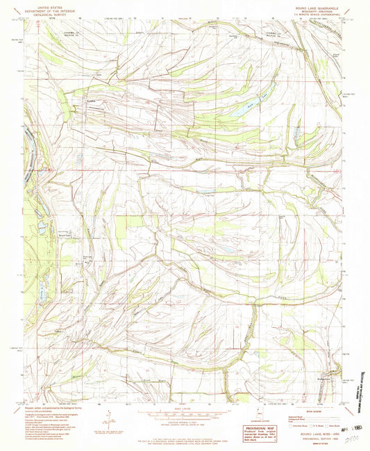 Classic USGS Round Lake Mississippi 7.5'x7.5' Topo Map Image
