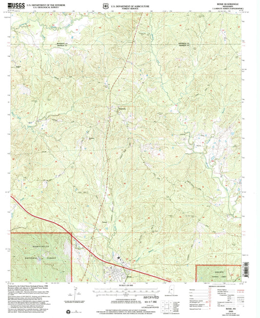 Classic USGS Roxie Mississippi 7.5'x7.5' Topo Map Image