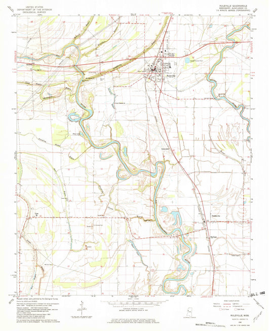 Classic USGS Ruleville Mississippi 7.5'x7.5' Topo Map Image