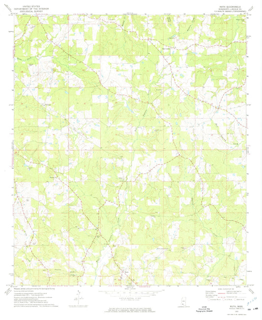 Classic USGS Ruth Mississippi 7.5'x7.5' Topo Map Image