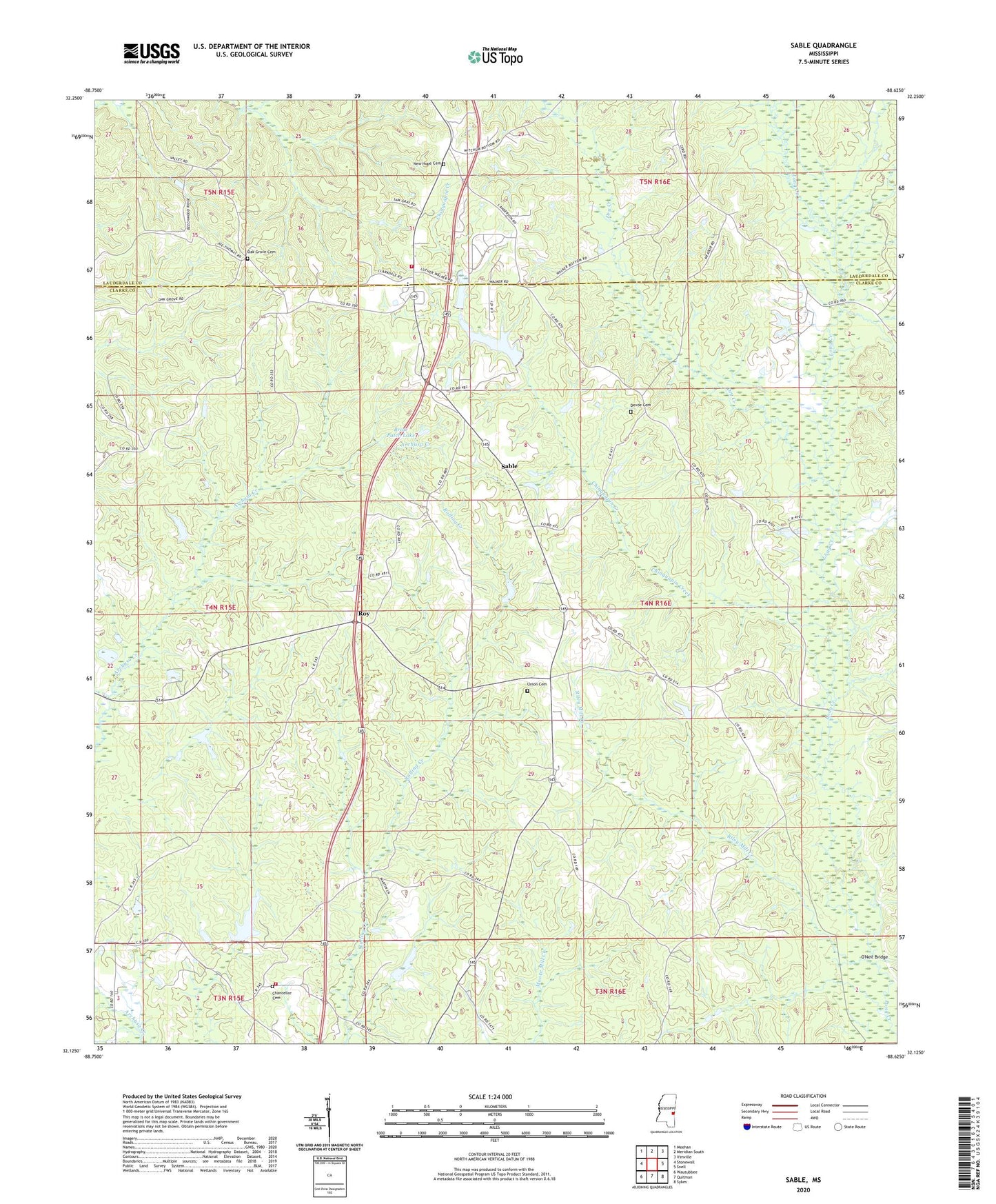 Sable Mississippi US Topo Map Image