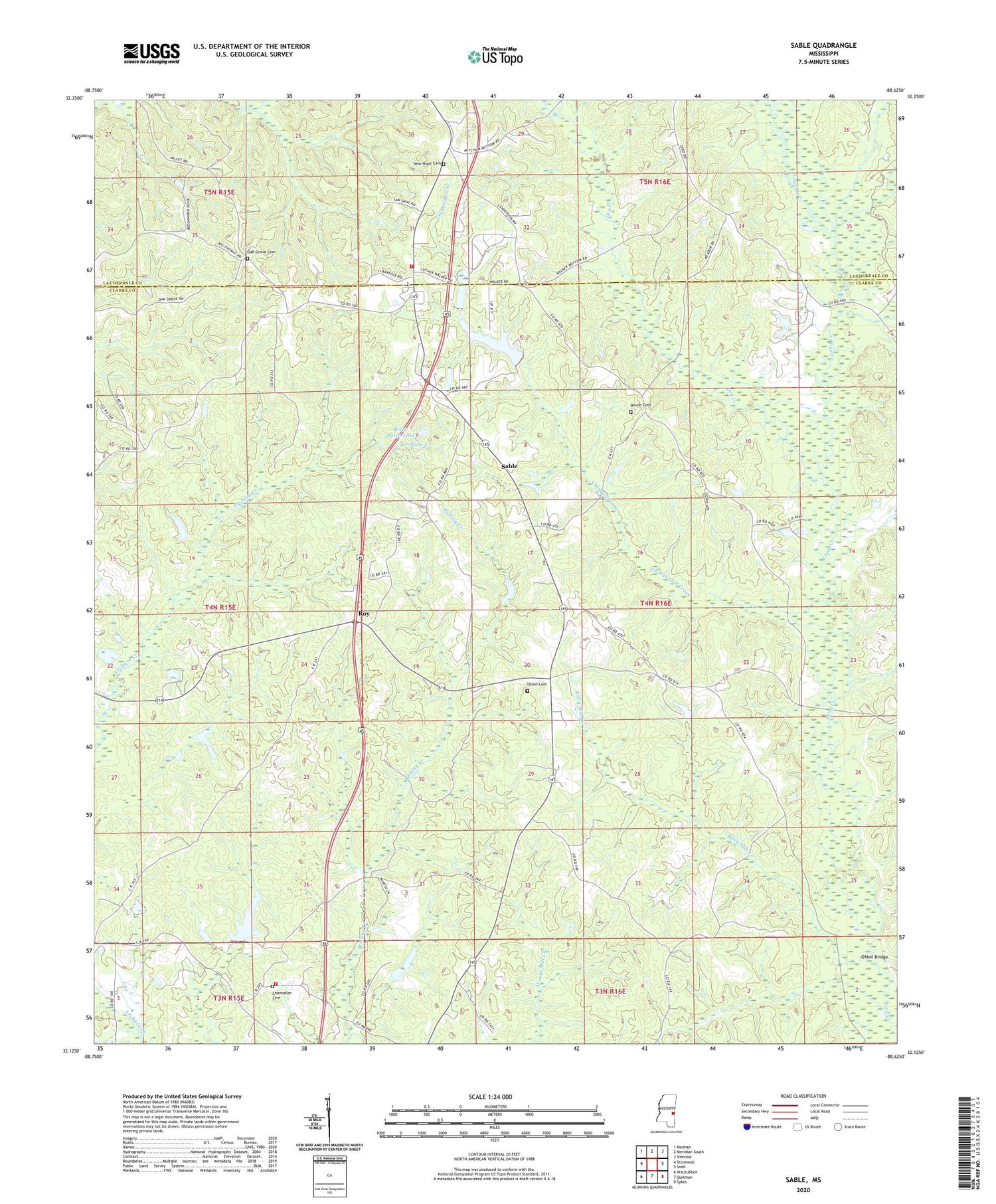 Sable Mississippi US Topo Map Image
