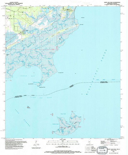 Classic USGS Saint Joe Pass Mississippi 7.5'x7.5' Topo Map Image