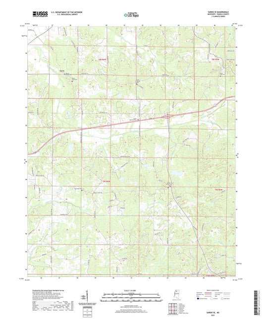 Sardis SE Mississippi US Topo Map Image