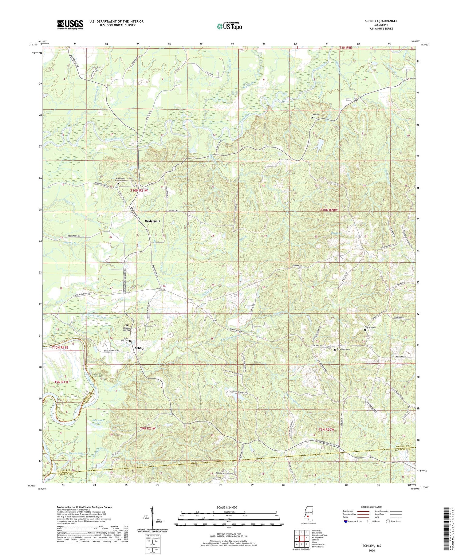 Schley Mississippi US Topo Map Image