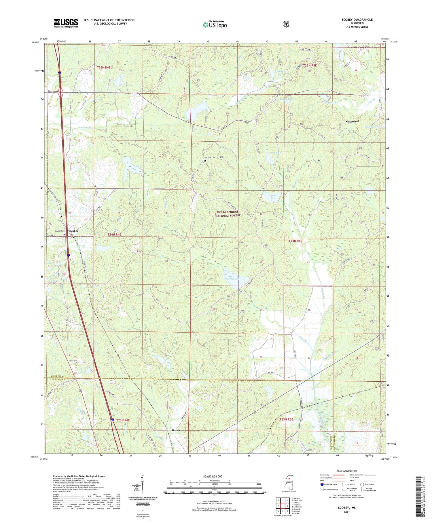 Scobey Mississippi US Topo Map Image