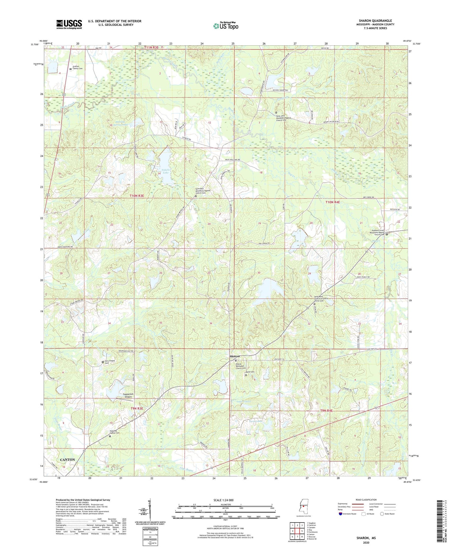 Sharon Mississippi US Topo Map Image