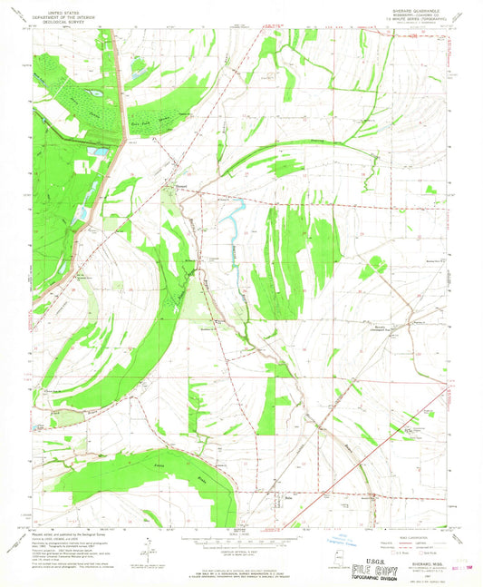 Classic USGS Sherard Mississippi 7.5'x7.5' Topo Map Image