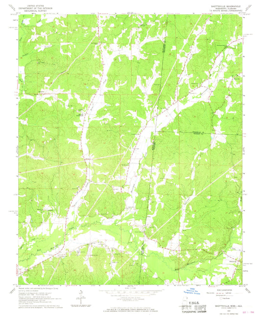 Classic USGS Shottsville Alabama 7.5'x7.5' Topo Map Image
