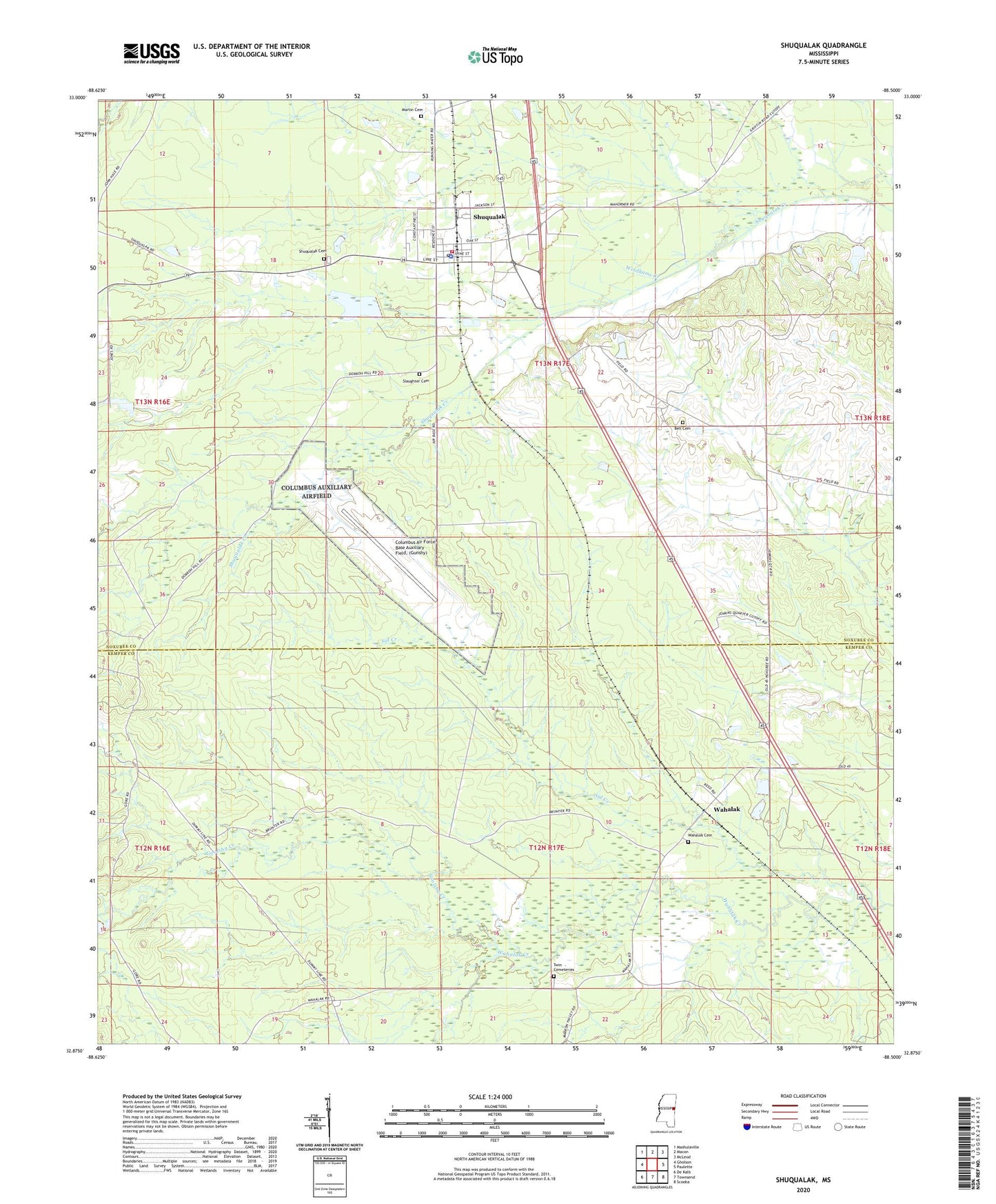 Shuqualak Mississippi US Topo Map Image