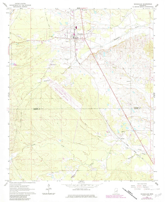 Classic USGS Shuqualak Mississippi 7.5'x7.5' Topo Map Image