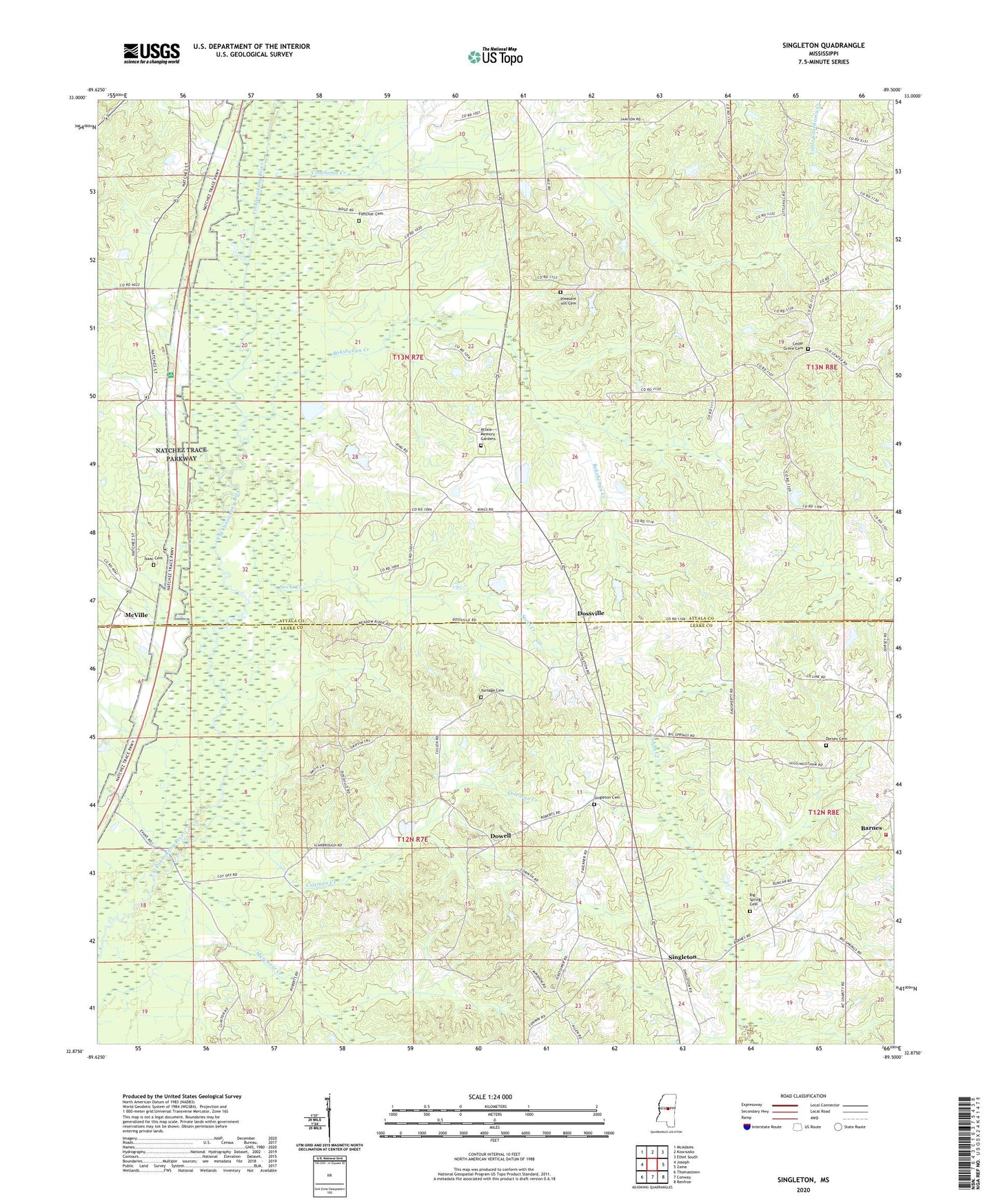 Singleton Mississippi US Topo Map Image