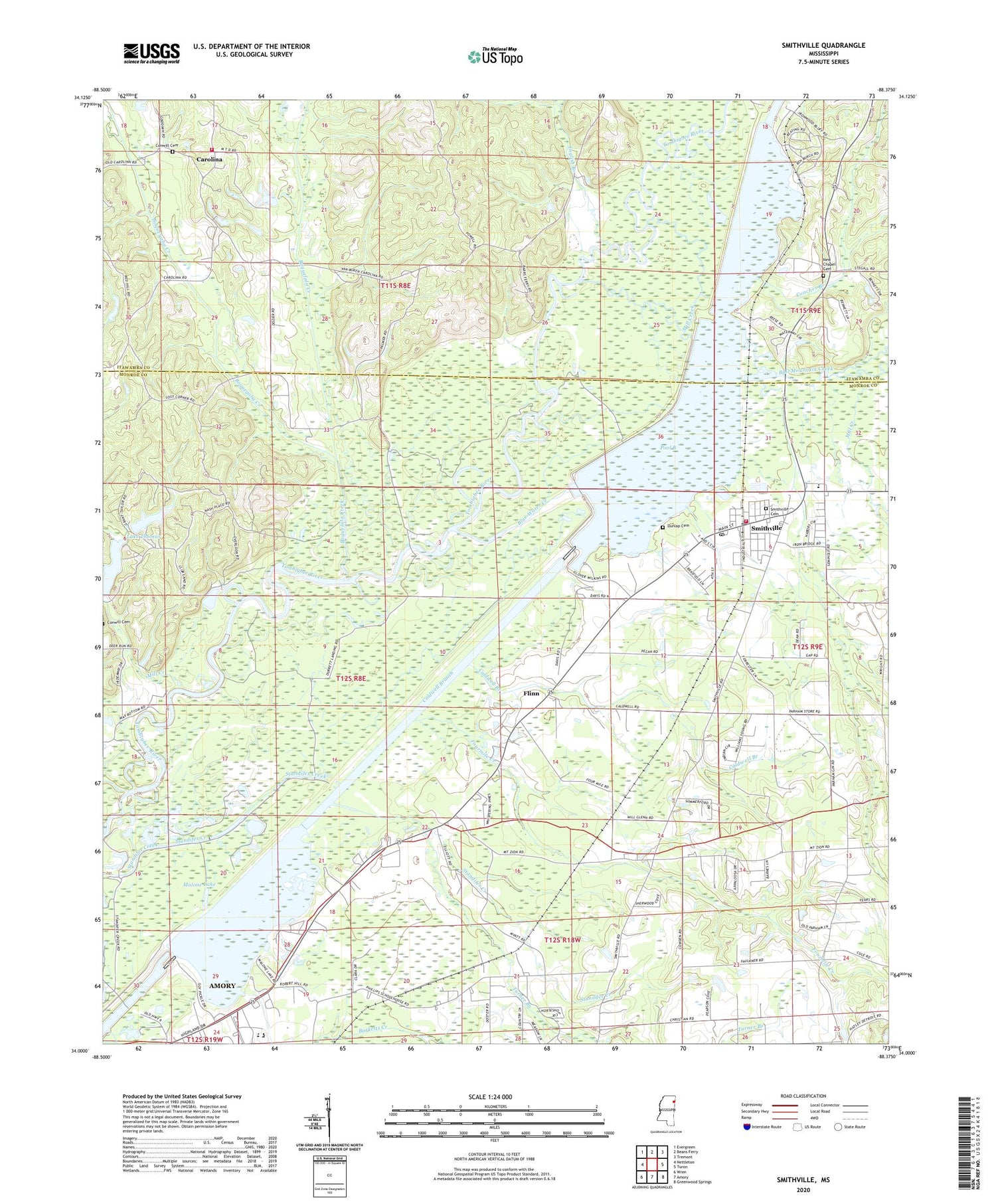 Smithville Mississippi US Topo Map Image