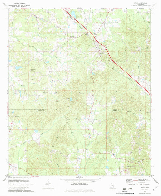 Classic USGS Star Mississippi 7.5'x7.5' Topo Map Image
