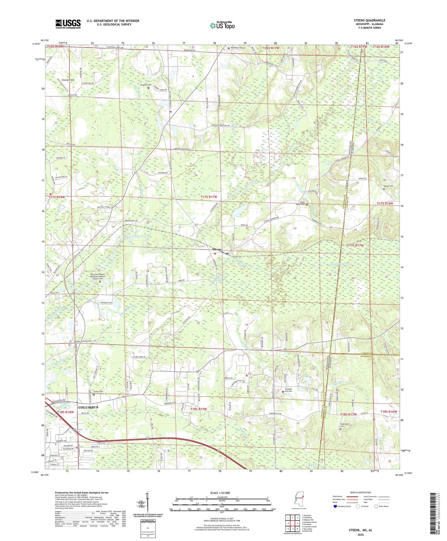 Steens Mississippi US Topo Map Image