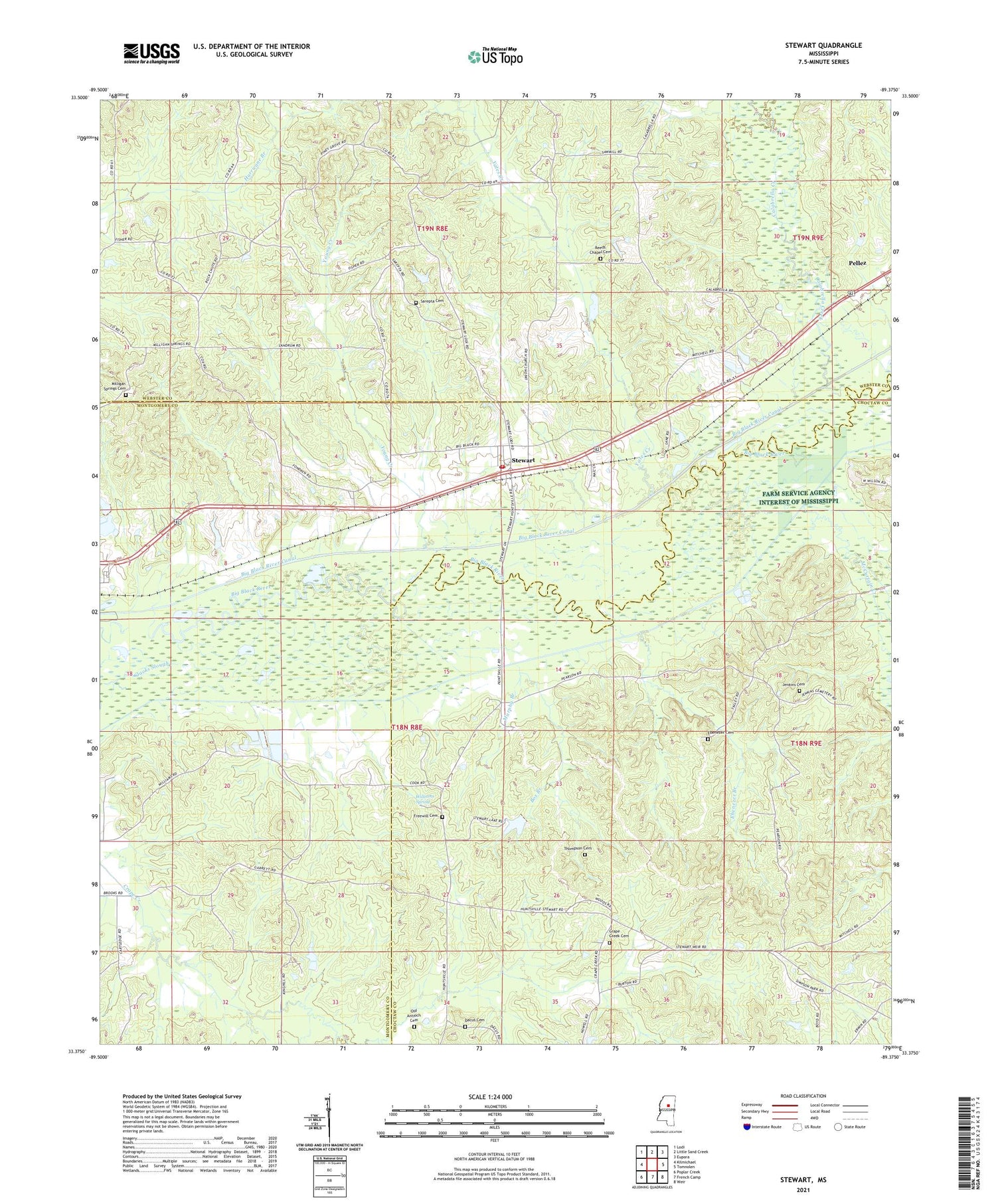 Stewart Mississippi US Topo Map Image