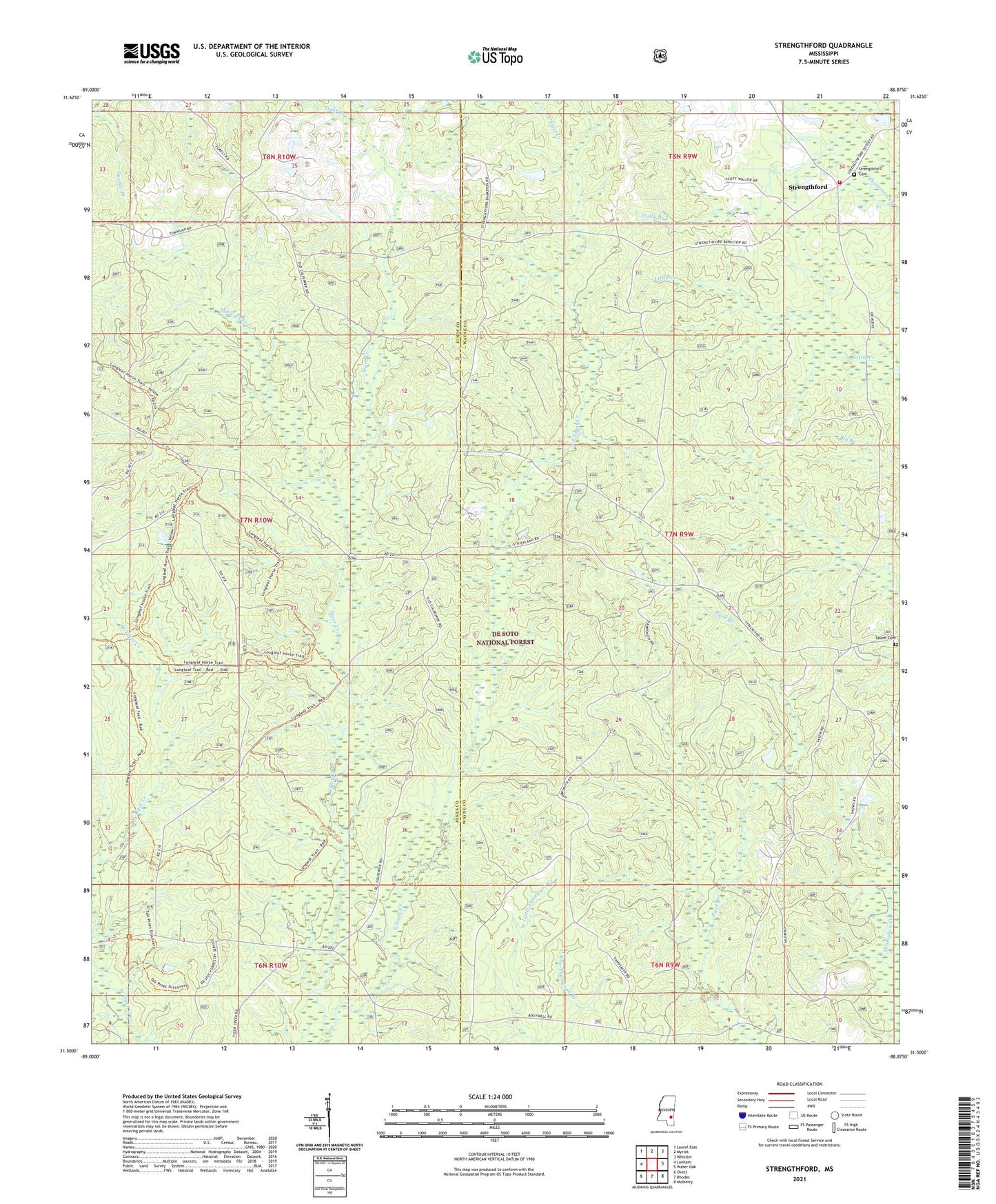 Strengthford Mississippi US Topo Map Image