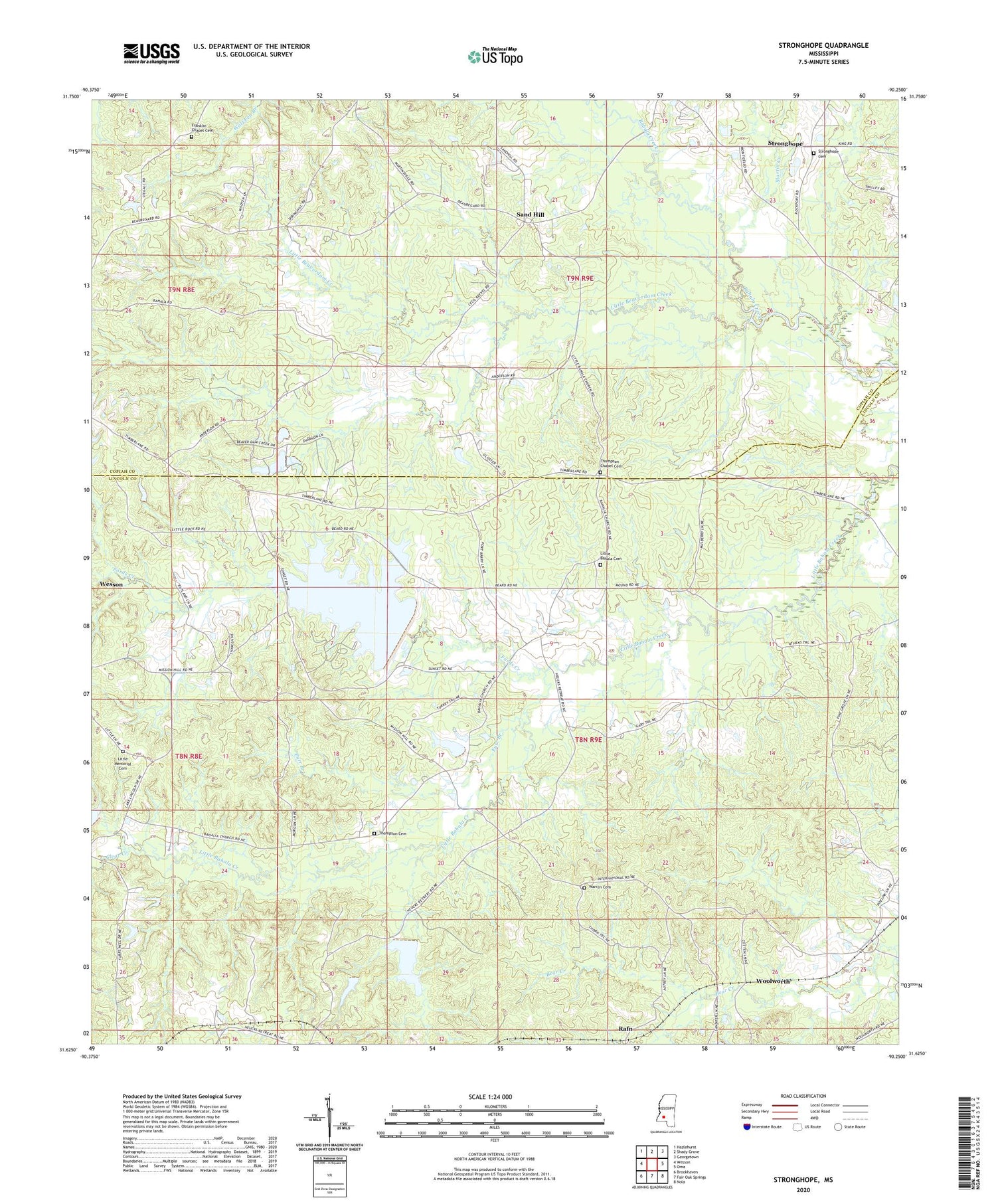 Stronghope Mississippi US Topo Map Image