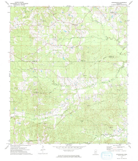 Classic USGS Stronghope Mississippi 7.5'x7.5' Topo Map Image