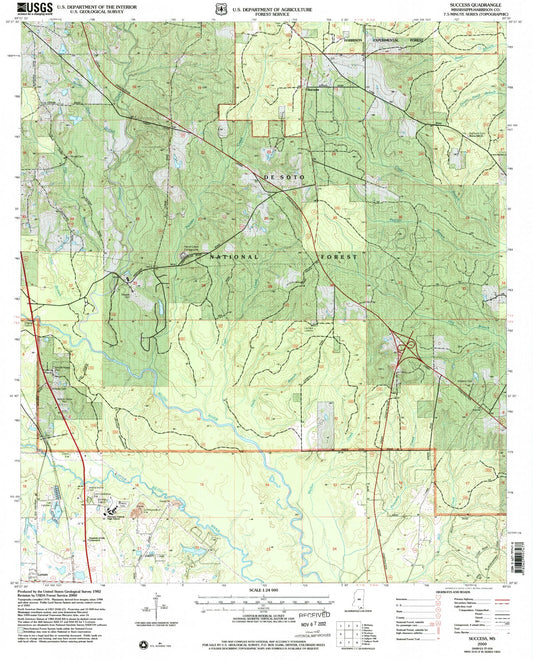 Classic USGS Success Mississippi 7.5'x7.5' Topo Map Image