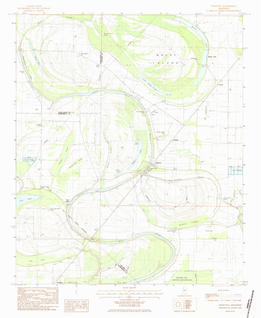 Classic USGS Swiftown Mississippi 7.5'x7.5' Topo Map Image