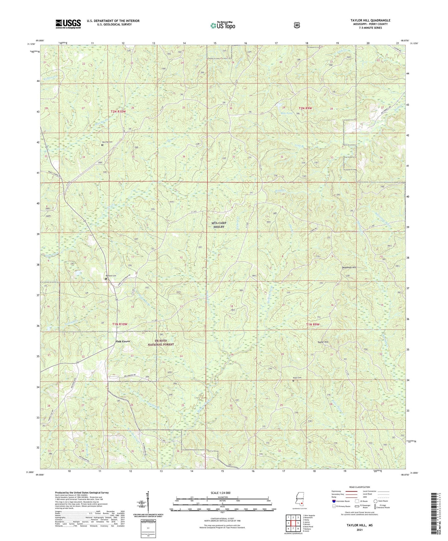 Taylor Hill Mississippi US Topo Map Image