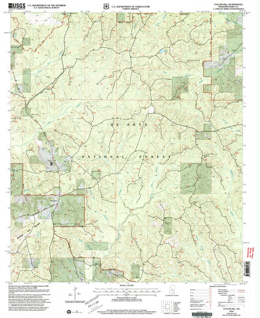 Classic USGS Taylor Hill Mississippi 7.5'x7.5' Topo Map Image