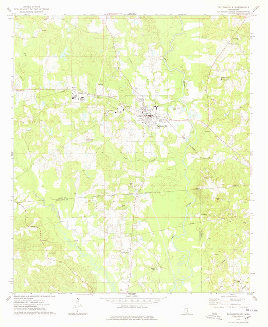 Classic USGS Taylorsville Mississippi 7.5'x7.5' Topo Map Image