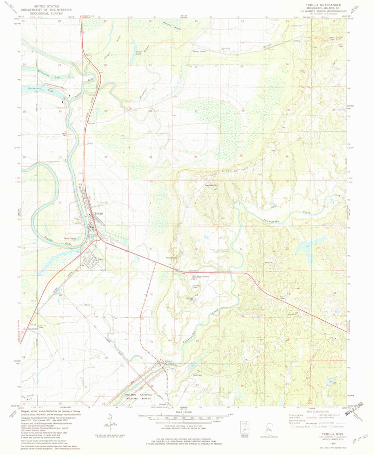 Classic USGS Tchula Mississippi 7.5'x7.5' Topo Map MyTopo Map Store