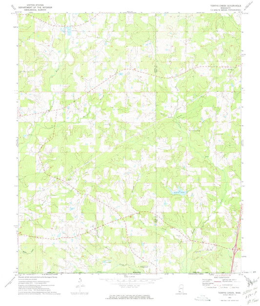 Classic USGS Terrys Creek Mississippi 7.5'x7.5' Topo Map Image