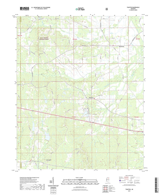 Thaxton Mississippi US Topo Map Image