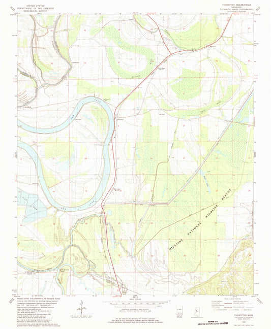 Classic USGS Thornton Mississippi 7.5'x7.5' Topo Map Image