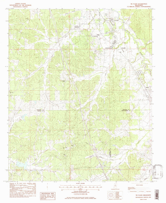Classic USGS Tie Plant Mississippi 7.5'x7.5' Topo Map Image
